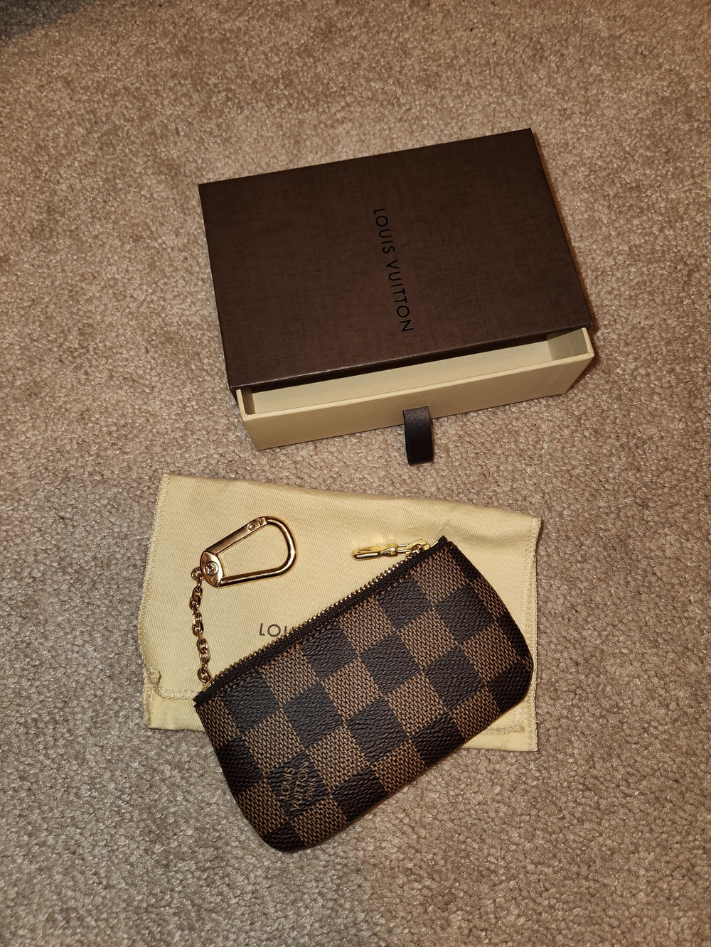 Louis Vuitton Damier Ebene Coin/Key Pouch (with chain)